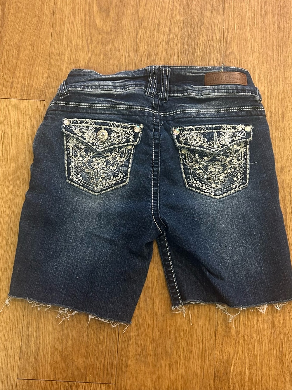 WallFlower Y2K Rhinestone Embellished Denim Shorts
